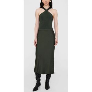 Anine Bing, Rokken, Dames, Groen, S, Satijn, Zijden Olijfgroene Midi Rok