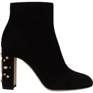 Dolce & Gabbana, Schoenen, Dames, Zwart, 37 EU, Hoogwaardige leren laarzen voor vrouwen