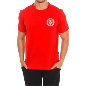 Plein Sport, Tops, Heren, Rood, S, Katoen, Korte Mouw T-shirt met Merkprint