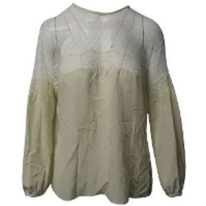 Valentino Vintage, Pre-owned, Dames, Beige, L, Pre-owned Silk tops