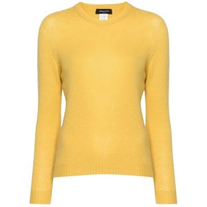 Fabiana Filippi, Truien, Dames, Geel, L, Kasjmier, Mosterdgele Cashmere Gebreide Trui