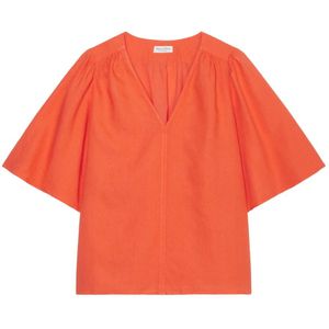 Marc O'Polo, Regelmatige korte mouwen blouse Oranje, Dames, Maat:2XS