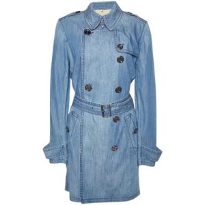 Burberry Vintage, Pre-owned, Dames, Blauw, M, Pre-owned Cotton outerwear