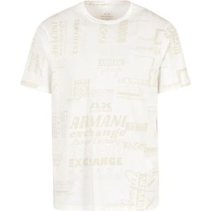 Armani Exchange, Tops, Heren, Wit, L, Katoen, Logo Print Katoenen T-shirt