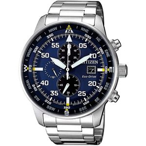 Citizen, Blauw Stalen Quartz Horloge, 10Atm Grijs, Heren, Maat:ONE Size
