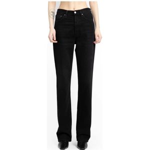 TotêMe, Faded Black Classic Cut Denim Jeans Zwart, Dames, Maat:W25