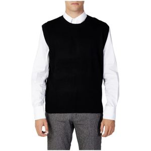 Antony Morato, Truien, Heren, Zwart, S, Wol, Zwarte Mouwloze Gilet voor Heren