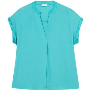 Oltre, Blouses & Shirts, Dames, Groen, XL, Polyester, Viscose blouse met korte mouwen
