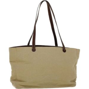 Chanel Vintage, Tweedehands Winkel Tas Beige Canvas Chanel Model Beige, Dames, Maat:ONE Size