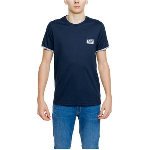 Emporio Armani, Tops, Heren, Blauw, S, Katoen, Katoenen Heren T-Shirt Lente/Zomer Collectie