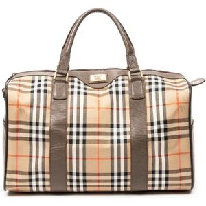 Burberry Vintage, Pre-owned, Dames, Beige, ONE Size, Pre-owned Canvas travel-bags