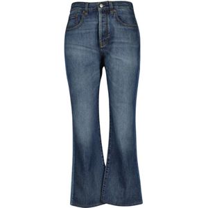 Victoria Beckham, Jeans, Dames, Blauw, W26, Denim, Uitlopende jeans in ruwe blauwe denim