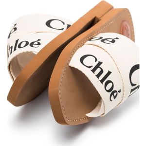 Chloé, Schoenen, Dames, Wit, 35 EU, Witte Woody Sandaal