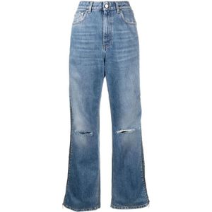 Stella McCartney, Jeans, Dames, Blauw, W26, Katoen, Vintage Wash Zip Straight Leg Jeans