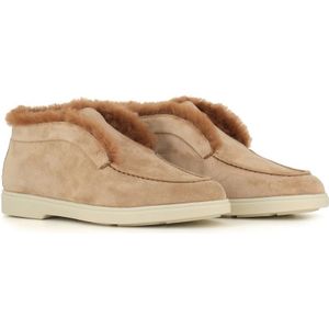 Santoni, Schoenen, Dames, Beige, 37 EU, Suède, Beige Suède Bontlaarzen