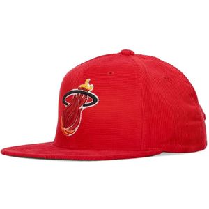 Mitchell & Ness, Accessoires, Heren, Rood, ONE Size, Katoen, Miami Heat Velvet Flat Brim Cap