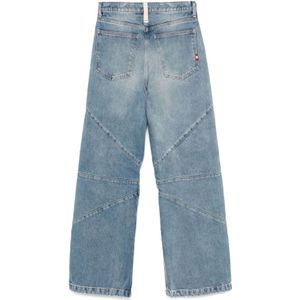 Amish, Jeans, Dames, Blauw, W30, Denim, Indigo Blauwe Denim Jeans Rechte Pijp