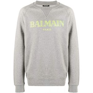 Balmain, Sweatshirts & Hoodies, Heren, Grijs, S, Luxe Logo Crewneck Sweatshirt