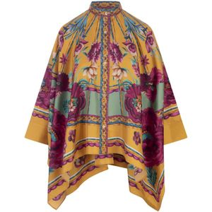 La DoubleJ, Blouses & Shirts, Dames, Veelkleurig, L, Zodiac Placée Marigold Zijden Shirt