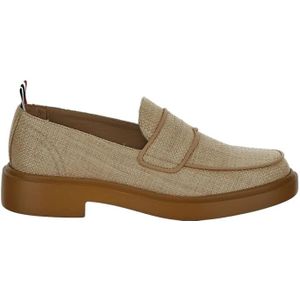 Thom Browne, Natuurlijke Raffia Penny Loafer Beige, Dames, Maat:40 EU