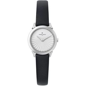 Pierre Cardin, Accessoires, Dames, Grijs, ONE Size, Elegante Quartz Leren Horloge