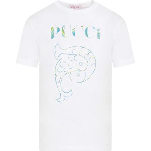 Emilio Pucci, Tops, Dames, Wit, M, Katoen, T-Shirts