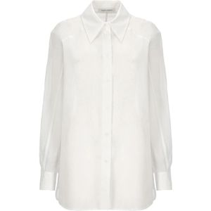 Alberta Ferretti, Blouses & Shirts, Dames, Wit, M, Katoen, Witte Katoenen Blouse met Kraag