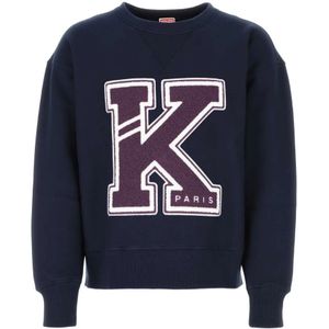 Kenzo, Sweatshirts & Hoodies, Heren, Blauw, M, Katoen, Midnight Blue Varsity Sweatshirt
