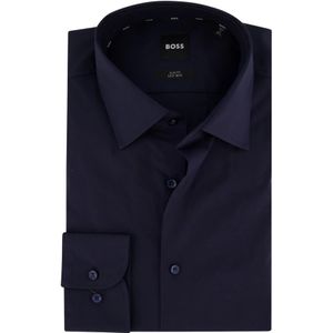 Hugo Boss, Overhemden, Heren, Blauw, 2Xl, Katoen, Zwart Overhemdjurk Slim Fit