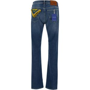 Jacob Cohën, Jeans, Heren, Blauw, W34, Katoen, Normale Slim Medium Rise Jeans