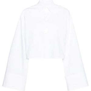 MM6 Maison Margiela, Blouses & Shirts, Dames, Wit, XS, Katoen, Witte Katoenen Poplin Overhemd