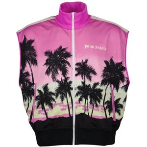 Palm Angels, Jassen, Heren, Veelkleurig, M, Pink Sunset Mouwloos Vest met Rits