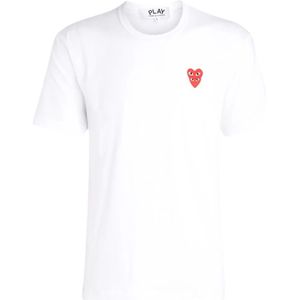 Comme des Garçons Play, Tops, Heren, Wit, L, Katoen, Witte hartprint Slim Fit T-shirt