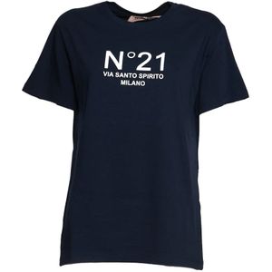 N21, Tops, Dames, Blauw, S, Blauwe T-shirts Polos voor vrouwen