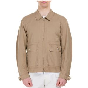 Woolrich, Jassen, Heren, Beige, S, Katoen, Beige Katoenen Jas, Klassiek Model