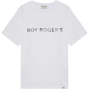 Roy Roger's, Tops, Heren, Wit, S, Katoen, Stencil Logo Katoenen T-shirt