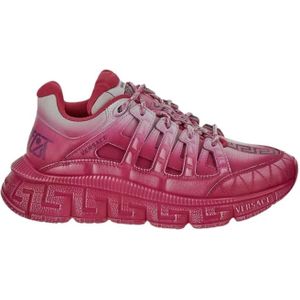 Versace, Waterlelie Leren Lage Sneakers Roze, Dames, Maat:36 EU