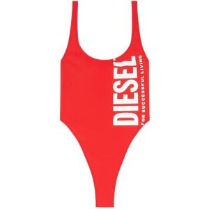 Diesel, Badkleding, Dames, Rood, M, Nylon, Maxi logo swimsuit in nylon