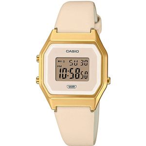 Casio, Roze Leren Dameskwarts Horloge Geel, Dames, Maat:ONE Size