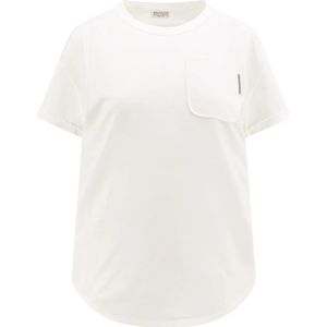 Brunello Cucinelli, Tops, Dames, Wit, S, Katoen, Iconisch Juweel Katoenen T-Shirt