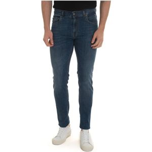 Fay, 5 pocket denim Jeans Blauw, Heren, Maat:W30