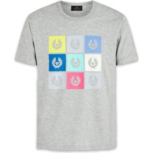 Belstaff, Tops, Heren, Grijs, 2Xl, Katoen, Iconisch Ontwerp T-Shirt met Kleurrijke Blokken