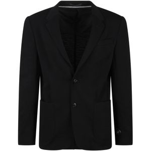 Z Zegna, Wollen Jersey Single-Breasted Blazer Zwart, Heren, Maat:M