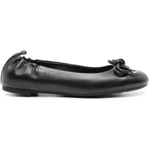 Michael Kors, Schoenen, Dames, Zwart, 37 1/2 EU, Leer, Zwarte platte schoenen met strikdetail