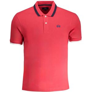 La Martina, Tops, Heren, Rood, 2Xl, Katoen, Rode Katoenen Poloshirt met Borduursel