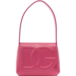 Dolce & Gabbana, Tassen, Dames, Roze, ONE Size, Leer, Roze DG Logo Tassen
