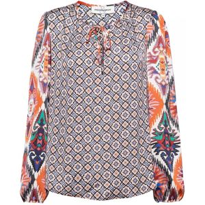 &Co Woman, Blouses & Shirts, Dames, Veelkleurig, S, Polyester, Ikat Blouse Top Navy Multi