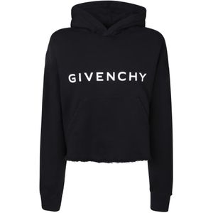 Givenchy, Sweatshirts & Hoodies, Dames, Zwart, L, Katoen, Zwarte Sweatshirt Logo Voorkant Regular Fit