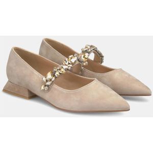 Alma EN Pena, Schoenen, Dames, Beige, 39 EU, Leer, Platte ballerina met strassband