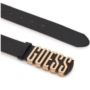 Guess, Accessoires, unisex, Zwart, L, Leer, Logo Riem - Zwart Leer